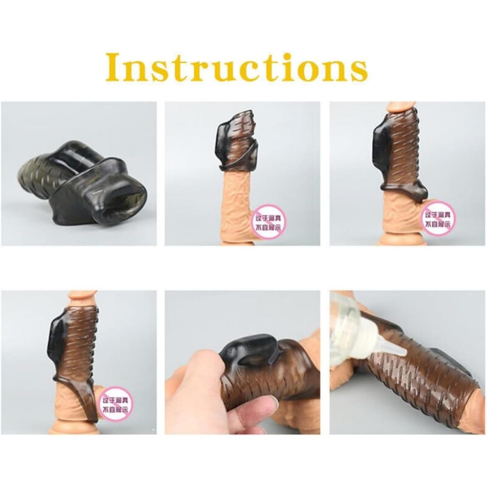 Виброкільце для пеніса, гільза для збільшення об'єму, секс-іграшка для чоловіків, багаторазові презервативи-екстендери, збільшувач об'єму для дорослих