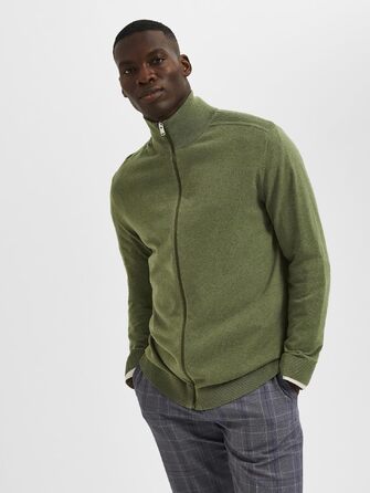 Чоловічий в'язаний кардиган на блискавці SELECTED HOMME, колір Vineyard Green (меланж), розмір L