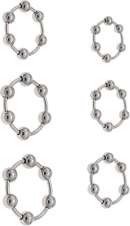 Набір з 6 сталевих кільців для пеніса з кульками, сталевий, для дорослих, секс-іграшка