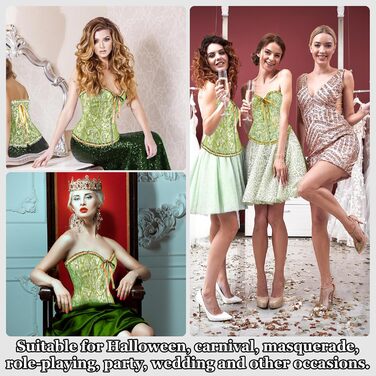 Корсет-топ для повних грудей, корсет, готичний бюстгальтер, мереживне топ, бурлеск костюм, бодішейпер (зелений, L)