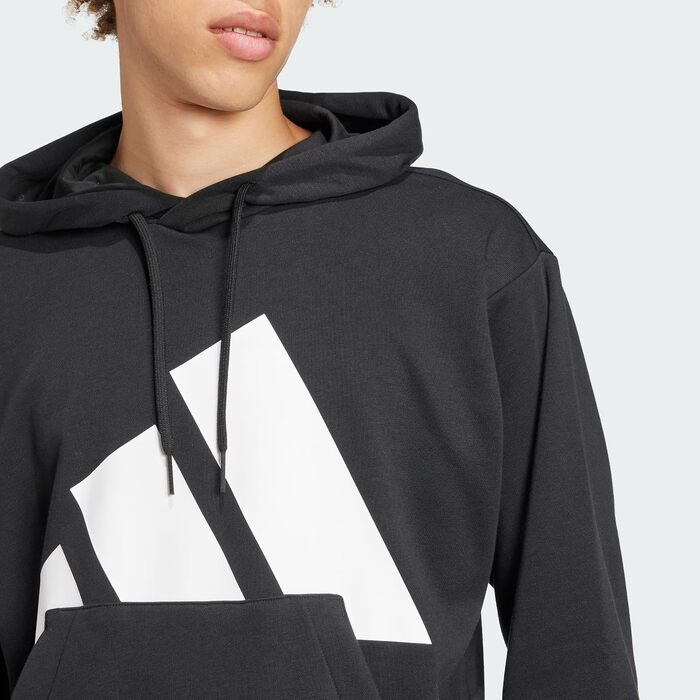 Чоловіча толстовка-худі adidas Essentials Big Logo з французького трикотажу, чорна/біла, розмір M