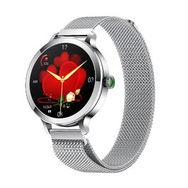 Смарт-годинник для жінок зі сріблястим корпусом: Bluetooth-дзвінки, фітнес-трекер, моніторинг серцебиття, тиску та кисню в крові, водонепроникний, сумісний з iPhone та Android