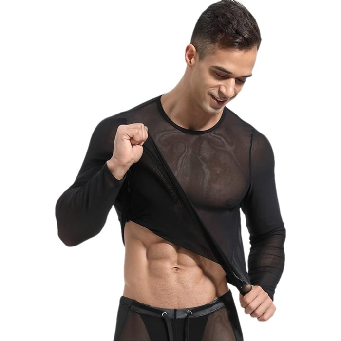 Чоловіча футболка з сітчастою вставкою, прозора сітка, майка для фітнесу, бодібілдингу, топ, Королівський синій (M, Чорний)