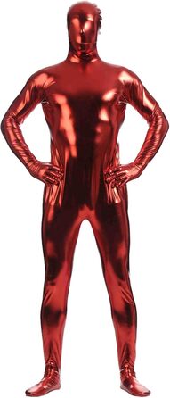 Чоловічий латексний комбінезон з блискавкою, костюм кота, червоний, XL. Ідеально для клубу, Хелловіну, сцени.