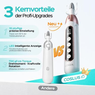 Акумуляторний електричний апарат для манікюру та педикюру COSLUS C60, 45000 об/хв для гель-нігтів (Рожеве золото та Білий)