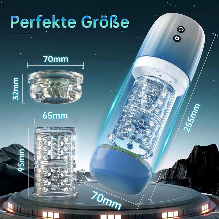 Електричний секс-іграшка для чоловіків з 7 режимами всмоктування та 7 режимами обертання, реалістична вагінальна текстура, IPX7, синій