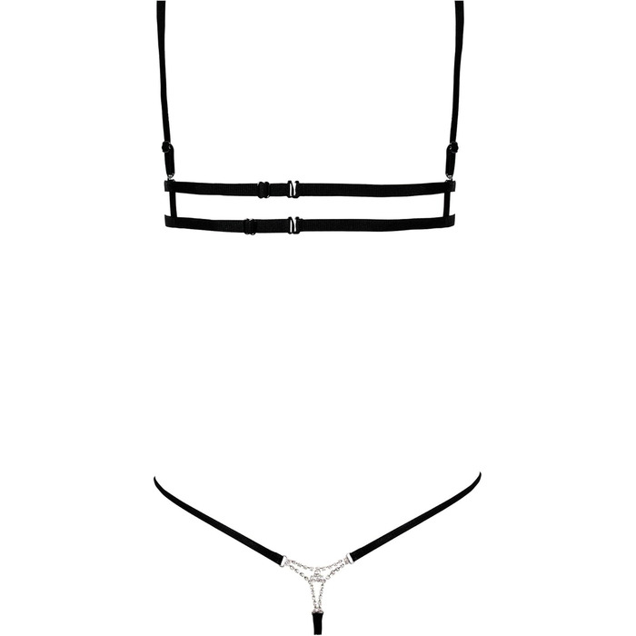 Анаїс Аппарель: Комплект спідньої білизни для жінок - бюстгальтер та стрінг з гумки та мережива, прозорий, чорний, розмір L