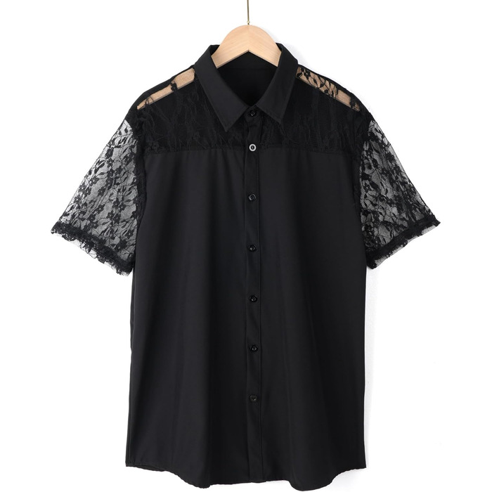 Чоловіча прозора сорочка 2025, чорна майка, футболка з сіткою, короткі рукави, для клубу, вечірки, рейву, чорна XS