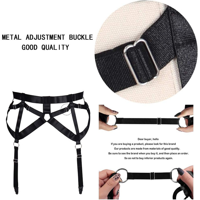 Жіночий корсет-накидка з пряжками, 4 кліпси, на шкарпетки, стилі Harajuku, універсальний розмір, чорний