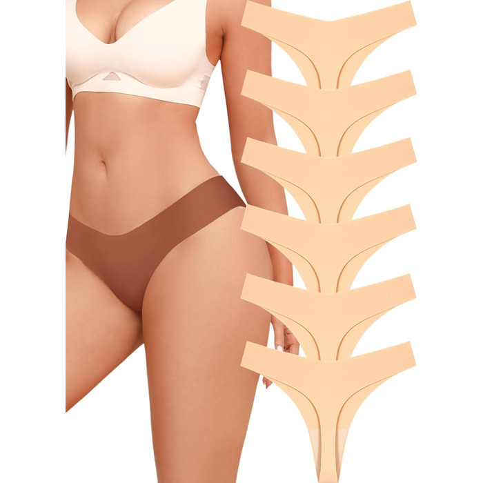 Сліпек для жінок ALL OF SHE, безшовні труси, танга, 6 шт. (L, F-nude)