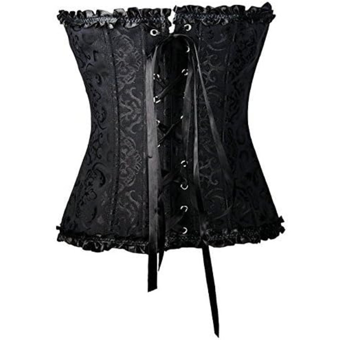 Корсетний топ PhilaeEC для жінок, великі розміри, атлас з квітковим візерунком, з кісточками, бюстгальтер-ліф, чорний