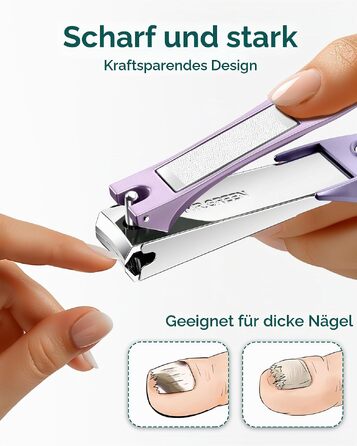 Професійний кусачки для нігтів MR.GREEN з пилкою, антибризковий сталевий обрізач для нігтів для дорослих, дітей та літніх людей, фіолетовий