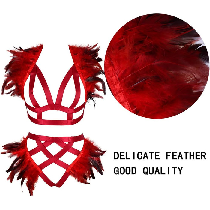 Жіночий корсет з пір'ям BBOHSS: набір накладки на плечі, крила, готичний стиль, Burning Man, спідня білизна, мереживні стрічки, аксесуари. Білий (універсальний розмір, винний)