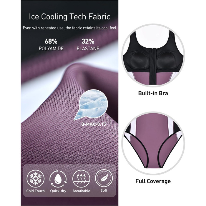 Жіночий спортивний купальник Racerback чорного кольору. Сучасна спортивна білизна для плавання (44, сіро-ліловий)