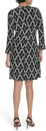 Сукня Tommy Hilfiger Lacrosse Argyle принт, 3/4 рукав, чорно-біла, розмір 40