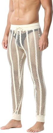 Чоловічі прозорі шорти/легінси з сітки FEOYA – сексуальна нічна сорочка, спортивні шорти, прозорі шорти з шнурком XL персикового кольору