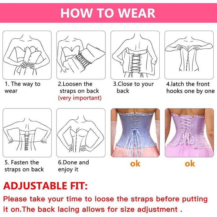 Корсет-топ CSKJ для жінок: готичний корсет з мереживом, повномірний розмір, готичний стиль, форма для тіла, бавовна, червоний (XXL)