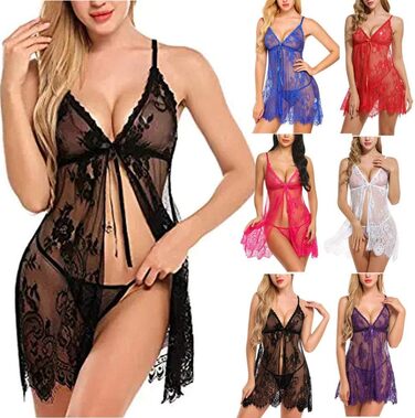 Сексуальна спідня білизна з бретелями QQQQC Dessous для жінок, набір G-String, нічна сорочка, білизна, нічна сукня, білий колір, розмір M