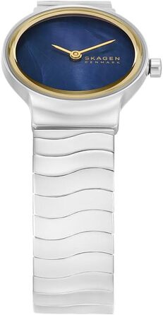 Жіночий кварцовий годинник Skagen Freja Lille (26 мм), золотистий з чорним циферблатом, сталевий або шкіряний ремінець