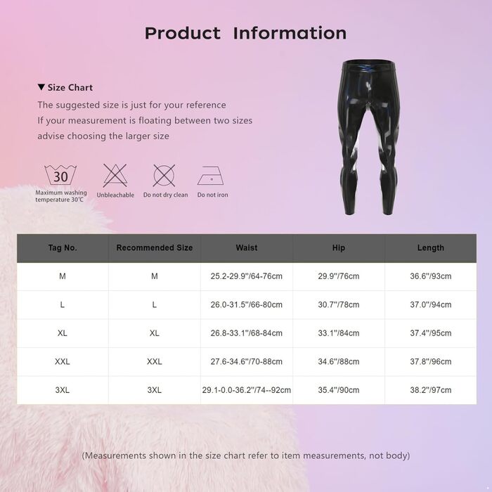 Чоловічі шкіряні лосини-легінси з ефектом лаку Winying, чорні, 3XL