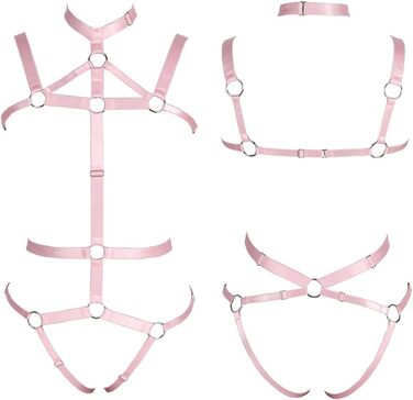 Жіночий комплект корсет, стрінги та ремінь для карнавалу, фотосесій та танців. Стиль: панк, готика, рожевий
