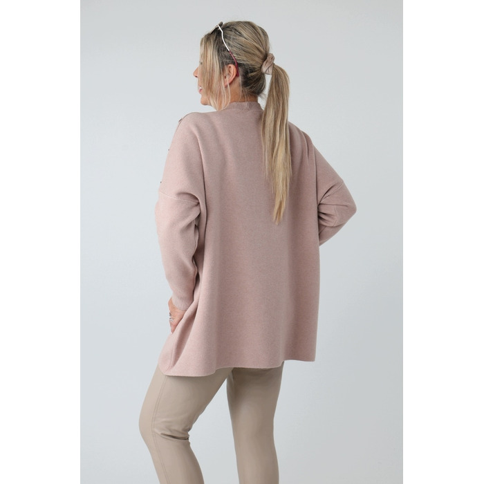 Жіночий світшот FEMIMODA рожевий, oversize, довжиною до середини стегна, розмір 46/48