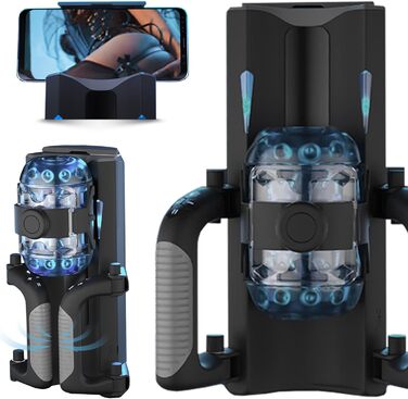 Електричний масажер для чоловіків, складний, з подвійним руків'ям, знімні насадки, чорний