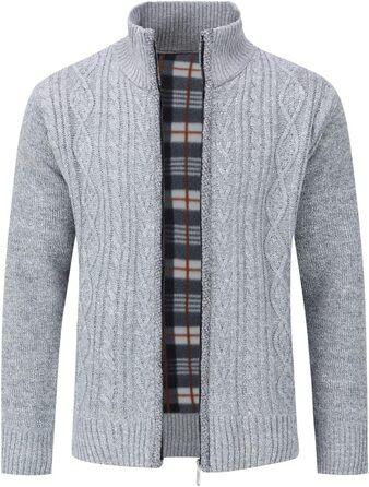 Чоловічий в'язаний кардиган на блискавці Allthemen, повсякденна трикотажна куртка в традиційному стилі (M, світло-сірий)