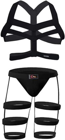 Сексуальний чоловічий комплект для сну: корсет, стрінги, шкарпетки, мереживні панчохи, чорний, універсальний розмір