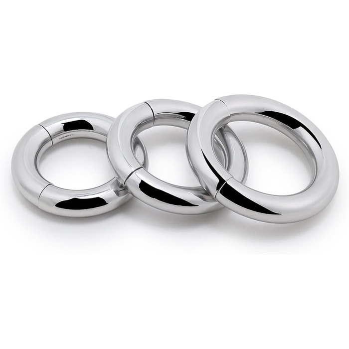 Сталевий кільцевий стимулятор для чоловіків з магнітними вагами, для уповільнення еякуляції (30+33+38mm)