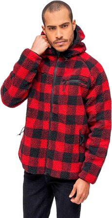 Чоловіча робоча куртка Brandit Teddyfleece Worker Jacket, теплий фліс, червоно-чорна, розмір 3XL