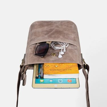 Жіноча сумка через плече EABAGS з натуральної шкіри преміум-якості, вінтажна сумка для роботи, навчання та прогулянок, темно-коричнева (розмір M)