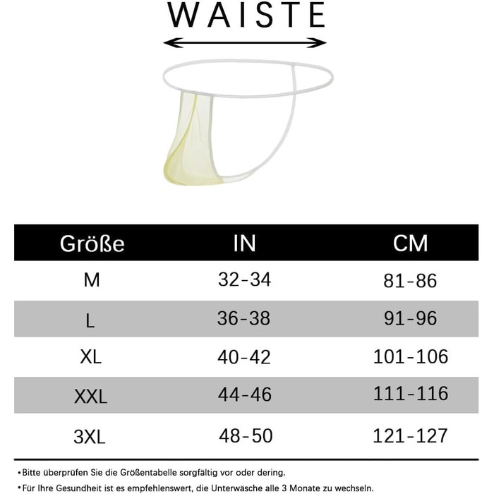 BIATWOWR Прозорі труси для чоловіків - сексуальна білизна з G-строки (жовтий, L)