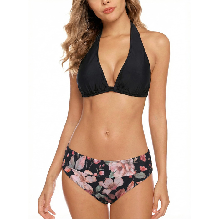 Жіночий бікіні Damen Triange (47black/Pink, M) - пляжний комплект, стрінги