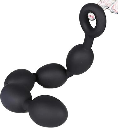 Анальний плагін Axcroo Extra Lang з ланцюжком та 7 кульок, силікон, стимулятор простати, для чоловіків та жінок