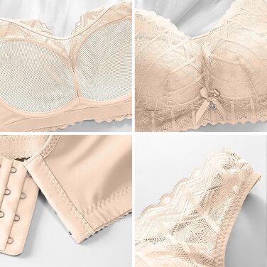 3 шт. Комплект класичних мереживних бюстгальтерів CSKJ для спорту, повсякденного носіння та йоги. Push-up, без кісточок, м'який, безшовний, 95C