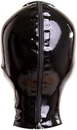 Маска з латексу для BDSM, Fetish, Cosplay - чорна з блискавкою