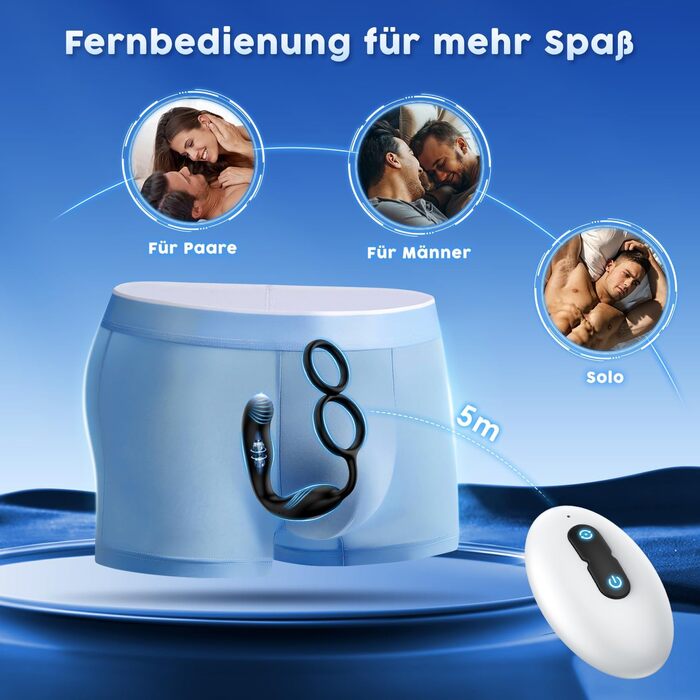 Вібратор для чоловіків для стимуляції простати, з обертанням на 360° та 10 режимами вібрації, анальний плагін з кільцем