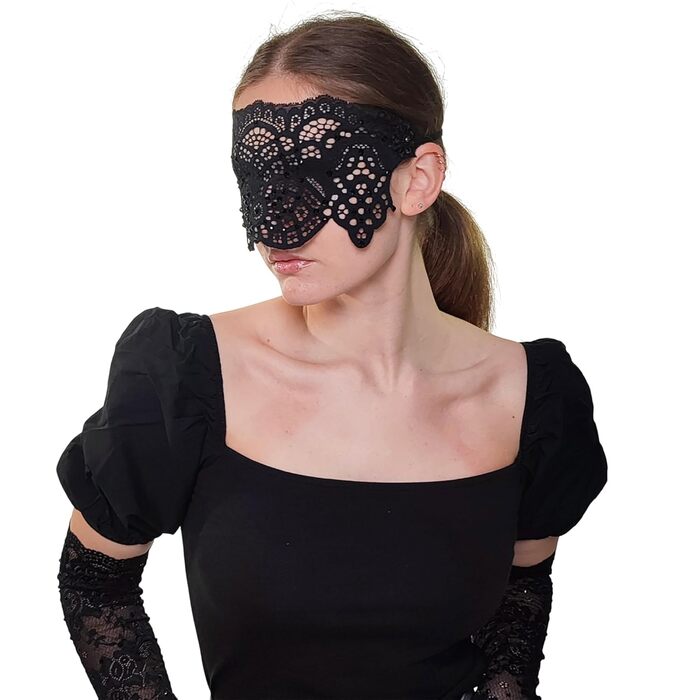Чорна мереживна маска для жінок з чорними стразами, елегантна маска на половину обличчя, маска для маскарату та карнавалу, мереживна вечірня маска з гумкою, чорна (чорні стрази)