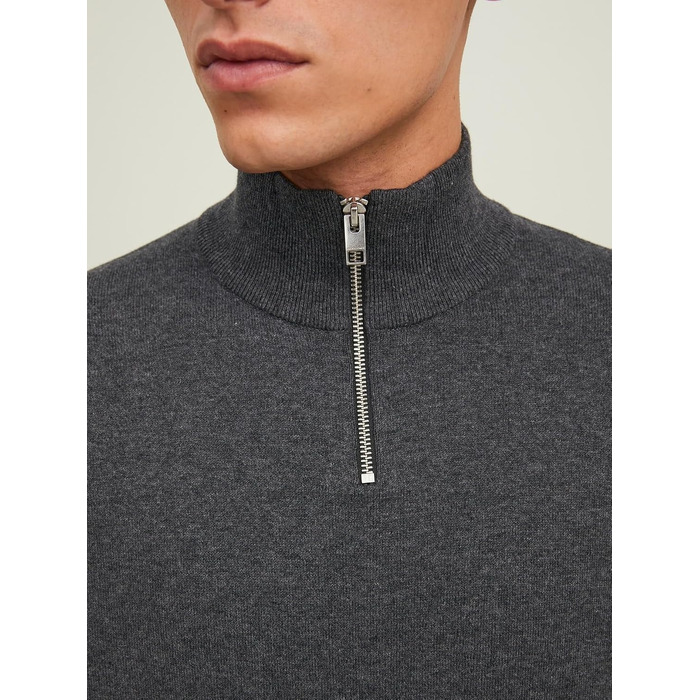 Чоловічий в'язаний кардиган Jack & Jones з чверть-застібкою на блискавці, однотонний (Розмір: L, Колір: Rosin)