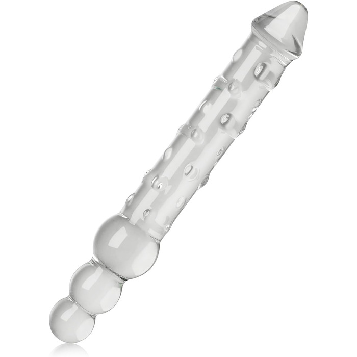 Скляний дилда SXOVO 29,5 см з частинками, анальні кульки, для масажу G-точки та простати, секс-іграшка для пар