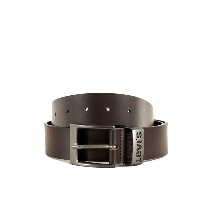 Шкіряний чоловічий ремінь Levi's з логотипом та пряжкою Harness Buckle, коричневий, розмір 80