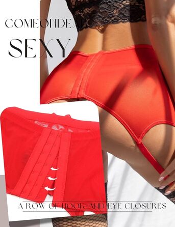 Жіночий широкий пояс-петля з 6 тримачами, мереживний стрінги, великі розміри, висока талія, регульовані гетри, червоний комплект спідньої білизни