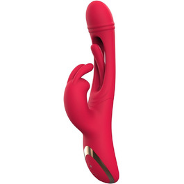 JFRong 3-в-1 Вібратор Кролик: Dildo, Вібратор для жінок, G-точка, Анальний вібратор, 10 режимів, Водостійкий, Червоний