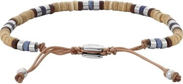 Чоловічий браслет Fossil Vintage Casual з напівдорогого каменю та нержавіючої сталі з регульованим замком (Кремовий)