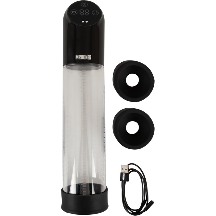 Автоматичний поршневий насос для збільшення пеніса Mister Boner, прозорий/чорний, 5,8 см