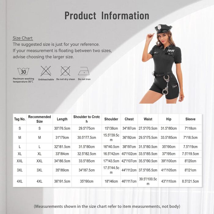 Костюм поліцейського Anyakay: сексуальний жіночий комплект з боді (XL, чорний)