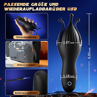 Масажер для чоловіків, стимулятор головки пеніса, іграшка для сексуального задоволення, 10 режимів, вібруючий масажер для соло та парного використання (темно-сірий)