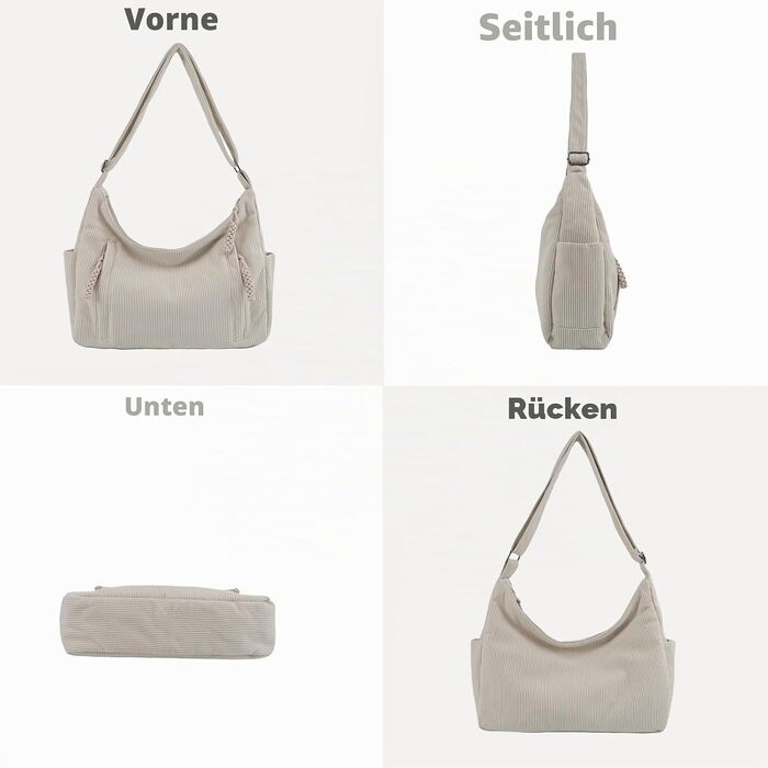 Жіноча сумка-шопер Cord Tote Bag велика сумка через плече та хобо для роботи та навчання, бежева