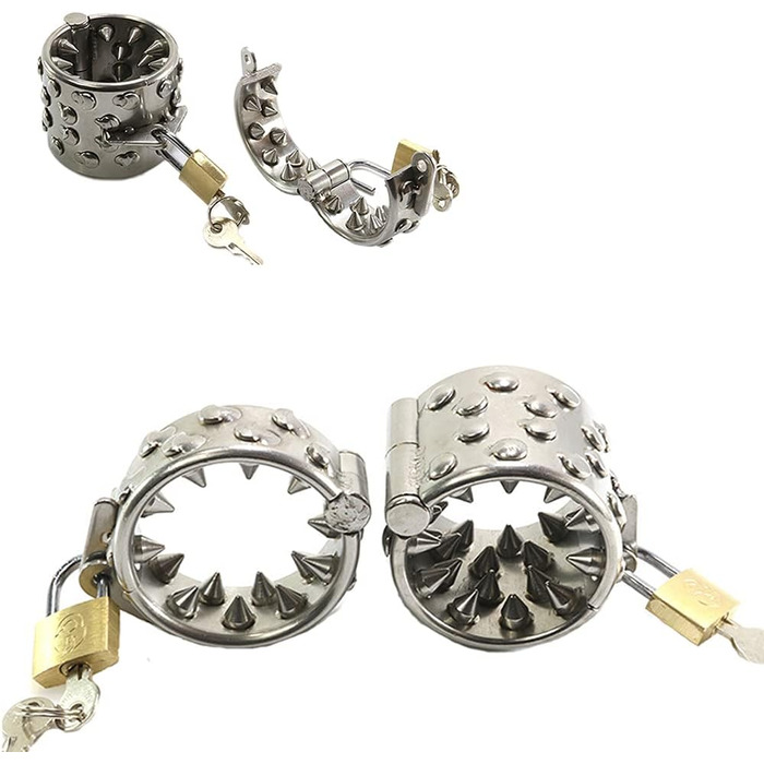 Сталевий кільцеподібний пристрій для чоловіків з шипами, для розтягування яєчок, кільце для яєчок, бондേജ്, замок для яєчок, сталевий еротичний аксесуар для чоловіків (L)